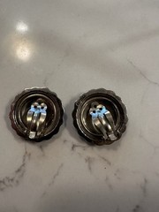 Vintage Sterling SW Style Circular Clip On Earrings/Bold/Drama/Everyday/1.25”
