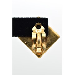 Swarovski Vintage Crystal Clip On Earrings Gold Chunky Multi-Color Signed BinBF