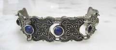 Ail Aluma Morocco Sterling Silver Bracelet w/ Blue Faceted Stones 27.3g ~ 3-D431