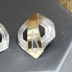 VINTAGE DeMARCAY STERLING SILVER 14K gold PIERCED POST MODERNIST EARRINGS