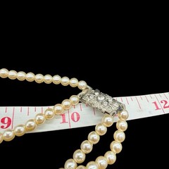 Vtg Double Strand Graduated Faux Pearl Necklace Fancy Box Clasp 21” Cottagecore