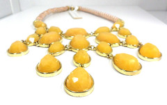 Ann Taylor Waterfall Bib Necklace Girandole Oval Teardrop Pear Glass Cabochons