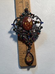 VTG Large Teardrop Brooch Pin Pendant With Rhinestones