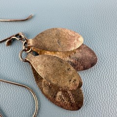 Vintage Sterling Silver Dangle Earrings Oval Disc Modernist Pierced French Wire