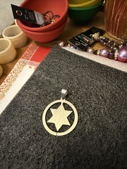 New! 33mm Round 6-Pointed Star In Circle Stainless Steel with Bail. US Seller