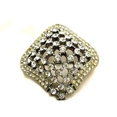 Vintage Rhinestone Encrusted Diamond Shaped Brooch