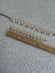 Vintage Gold Tone And White Lilypad Choker And Bracelet Set With Rhinestones