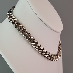 Vintage Coro Cuban Necklace Heavy Silver Tone Chunky SHORT 15″