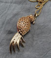 Betsey Johnson Necklace Cockatoo Parrot 3.5 in Pendant Pink Blue Crystal 136c