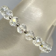 Vintage Aurora Borealis Crystal Glass Beaded Bracelet Stretch Faceted 6″