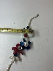 Vintage Stone, Pearl & Glass Floral Beaded Necklace Wire Hand Strung Chunky 19”