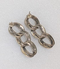 Vintage FAS Sterling Silver Marcasite Drop Dangle 1.75″ Post Earrings 11 Grams