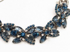 Juliana D&E Five 5 Link Rhinestone Bracelet Blue Navette Flower Accent Ref 6275