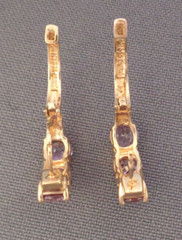Gemstone Earrings Sterling Silver Gold Wash Hoop Possible Purple Violet Sapphire