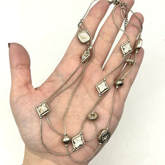 Vintage 90s Silver-tone 3 Layer Floating Floral Charm Necklace 16-18″