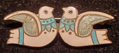 Vintage Margot De Taxco Sterling Silver Twin Dove Enamel Pin Brooch