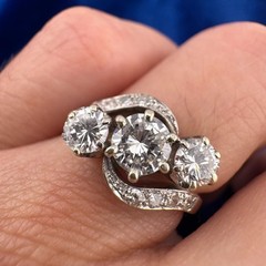 Vintage Mid-Century White Gold Diamond Ring 1.17ctw Round Brilliant Size 4.5