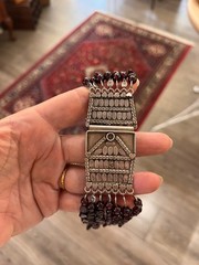 vintage necklace women garnet beads and sterling silver clasp