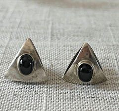 Vintage Silver and Black Onyx Earrings Art Deco …
