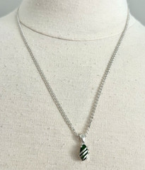 Sterling 925 Stamped, Vintage, Cage-Swirl Green Stones Pendant Necklace and Matc
