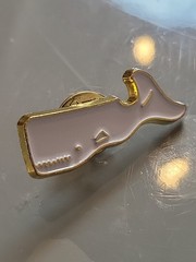 Vintage White Sperm Whale Pin Brooch Jewelry Cartoon Moby Dick N13