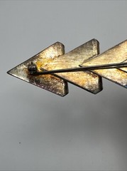 Jw1 Vintage Silver Metal Geometric Triangles Art Deco Statement Brooch/Pin D31