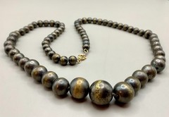 Vintage Graduated Ball Bead Necklace Antique Brass Tone 26″ Chain Strung