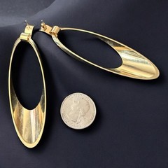 Large Earrings Vintage 1980s Oversized Gold Tone Sculptural Pierced