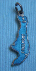 Vintage enamel Freeport Bahamas map sterling charm