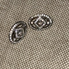 Carol Lee Crystal Oval Silver Clip On Earrings