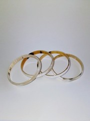 4 VTG BUFFALO HORN Boho Skinny Bangle Bracelets Natural Tan Cream Color