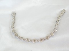 Vintage Sterling Silver 925 Natural Diamond Tennis Bracelet Fits 7.5″