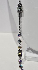Aurora Borealis/Gun Metal Chain 32″ Necklace Accented W/Jeweled Rondelles
