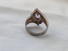 VTG SterlingSilver FAS Marcasite Amethyst Shield RingS6.5 February Birthstone