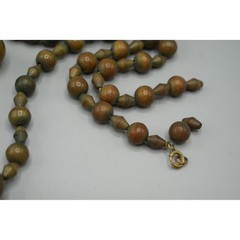 Vintage Early Plastic Beaded Necklace Green Brown Graduated 24 Inch Broken Clasp