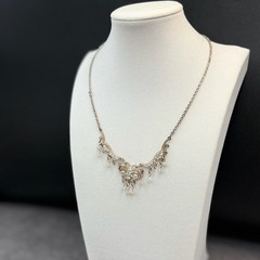 Vintage Style Silver Tone Rhinestone Filigree Dangle Choker Necklace Women’s