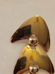 Estate Dangling Pierced Earrings Gold Tone Metal Fashion Statement Jewelry