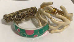 Bracelet Lot Hinged Cuff Clamper/Stretch Rhinestone Enamel Silver/Gold Tone