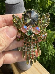 Verified Juliana D&E Book piece green Cabochons Necklace And Brooch
