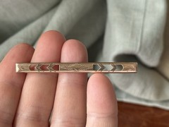 Antique 10k Gold Top Bar Brooch Engraved Flower Design Edwardian Era FJ247