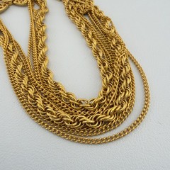 Vintage Multi Strand Gold Tone Necklace Goldette Layered Chains 20″