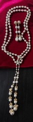 MIRIAM HASKELL 50’S SIGN 2PC S-GREY BAROQUE PEARL ICE CLEAR MONTÉE BRASS ACCENTS