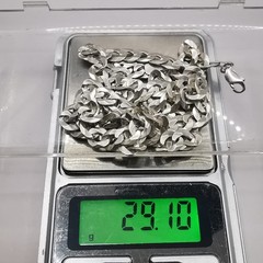 Vintage Unique Fine Flat Curb Link Chain Necklace Long Solid 925 Sterling Men