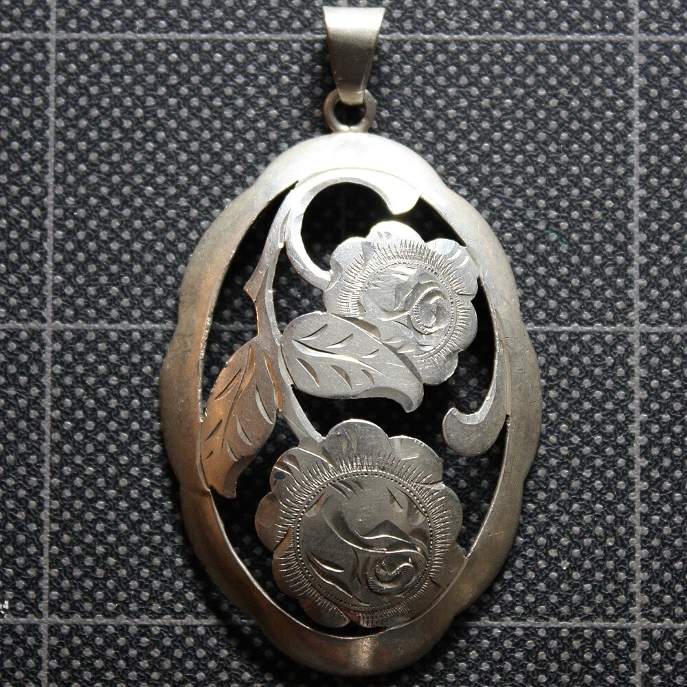 TEKA Studio .900 Silver Rose Flower Pendant Germany Theodor Klotz hand made