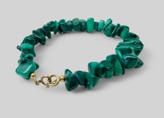 VTG Malachite Jewelry Necklace Earrings Bracelet w/ 14k Gold Clasp Married Set