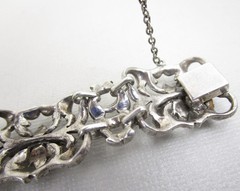ELEGANT VINTAGE 835 SILVER MARCASITE FLOWER LINK PIERCE CUT BRACELET – GERMANY