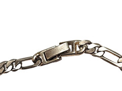 Vintage Classic Retro Style Chain Figaro Link Necklace Silver Tone Metal 22″ GUC