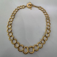 Monet Choker Necklace Gold Tone Champagne Color Rhinestones 14.5″ inside Circum