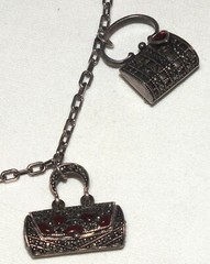Unique Vintage Sterling Necklace w/5 Almandine Garnets & Marcasite Purses Charms