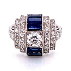 3Ct Art Deco Antique Lab-Grown Diamond & Engagement Ring 14K white Gold FN